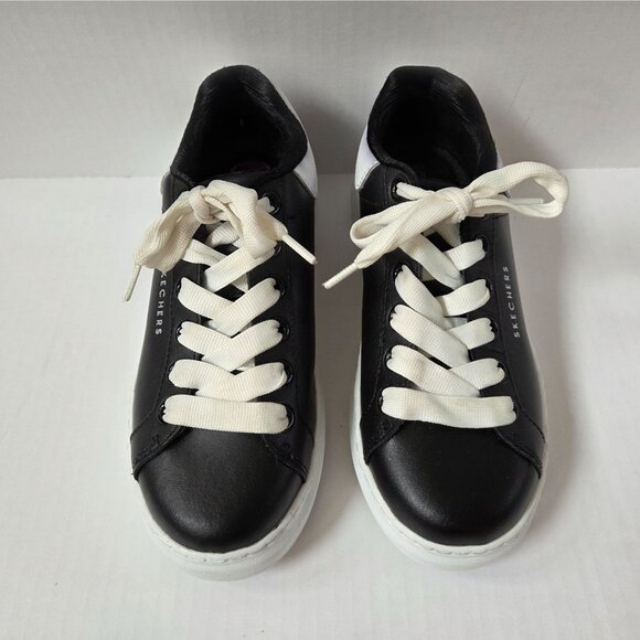 Skechers Shoes Womens 6.5 Black Leather High Street Chic Platform Sneakers - Picture 4 of 10